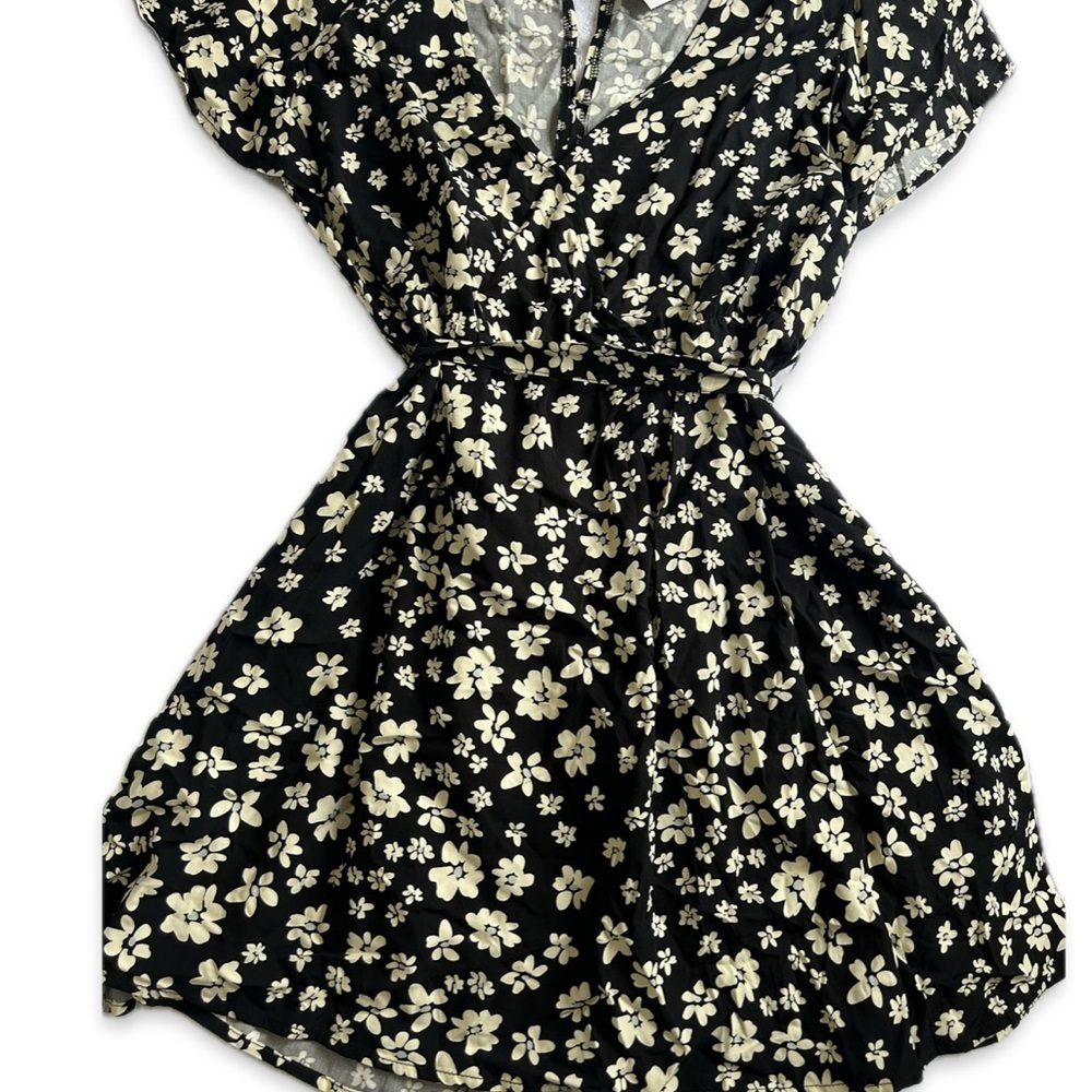 Floral Black and White Mini Dress